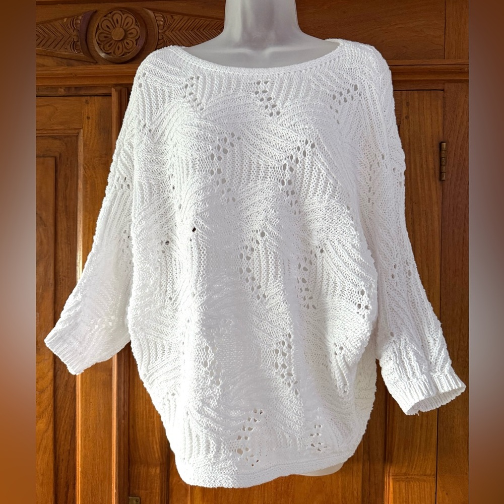 White Knit Sweater batwing arms